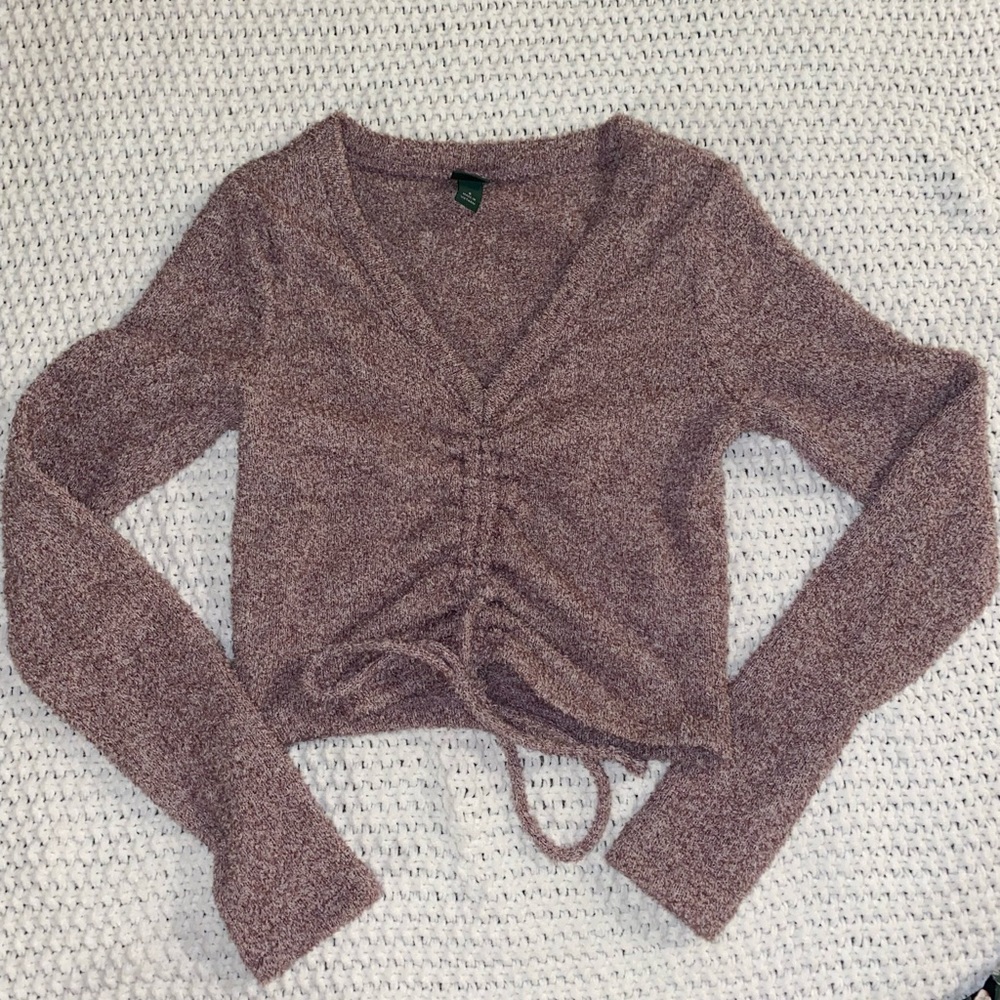 Fuzzy long sleeve crop